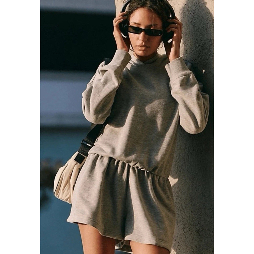Free People Such A Flirt Romper Heather Gray Size M Athletic Oversized Comfy￼